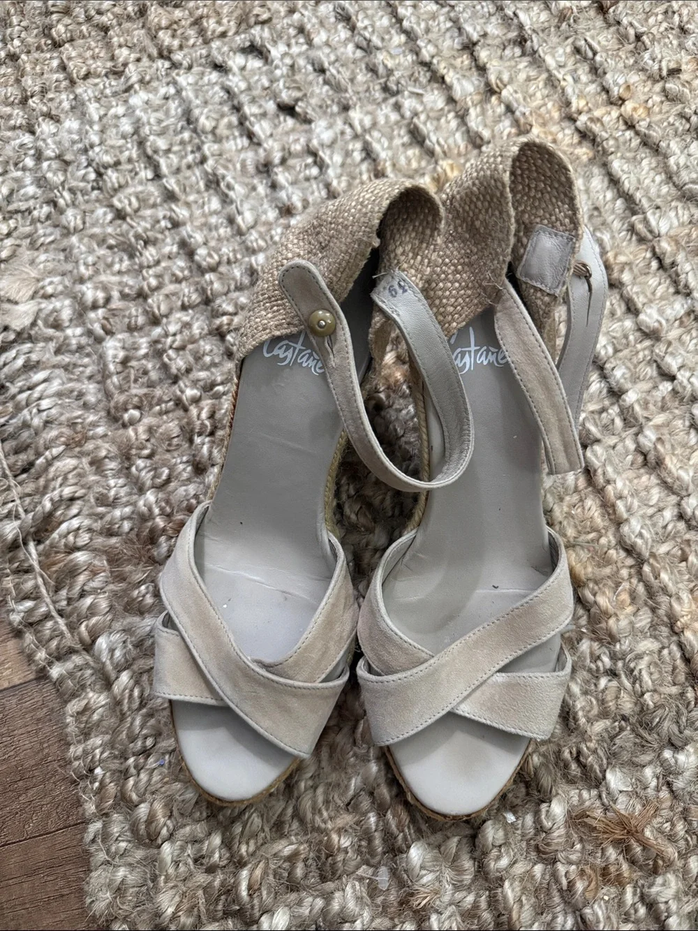 Castaner Neutral Suede Espadrille Wedge Sandals